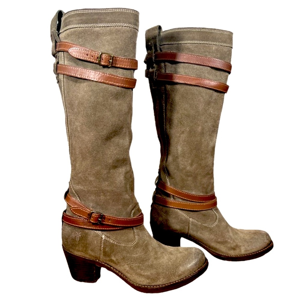 Frye Boots 👢 | Genuine Leather Sz 8 Suede Cowboy Boots | Green Ranch Boot